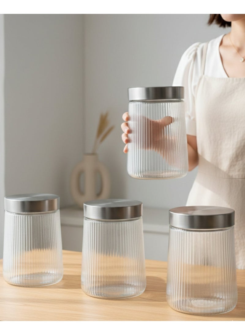 Fissman 4-Piece Food Storage Jars 1300ml (Glass) - Image 2